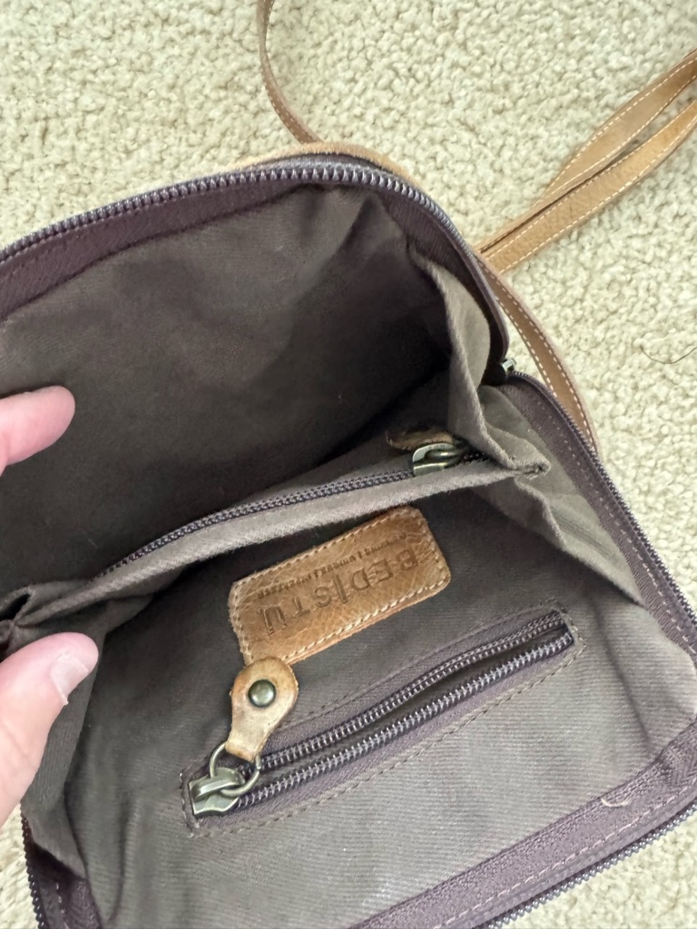 BED|STU Distressed Brown Leather Crossbody Bag - Picture 5 of 6